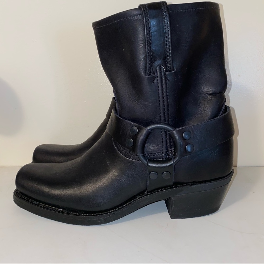 Frye Black Leather Harness Moto Boots - Picture 3 of 8